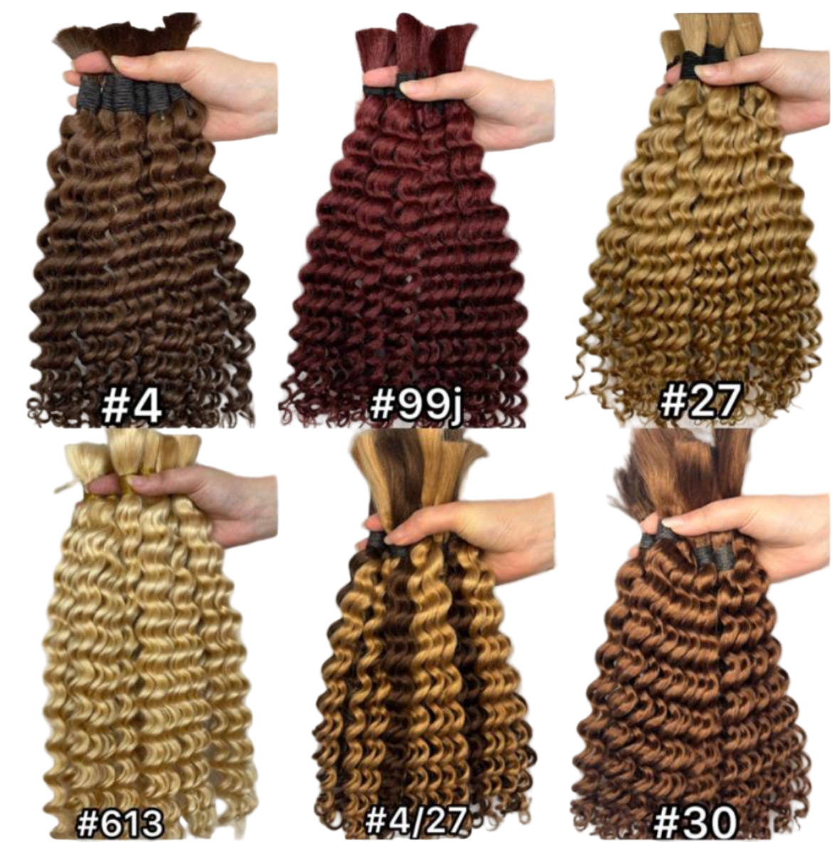 Collection of hair extensions with color codes displayed on a phone screen.