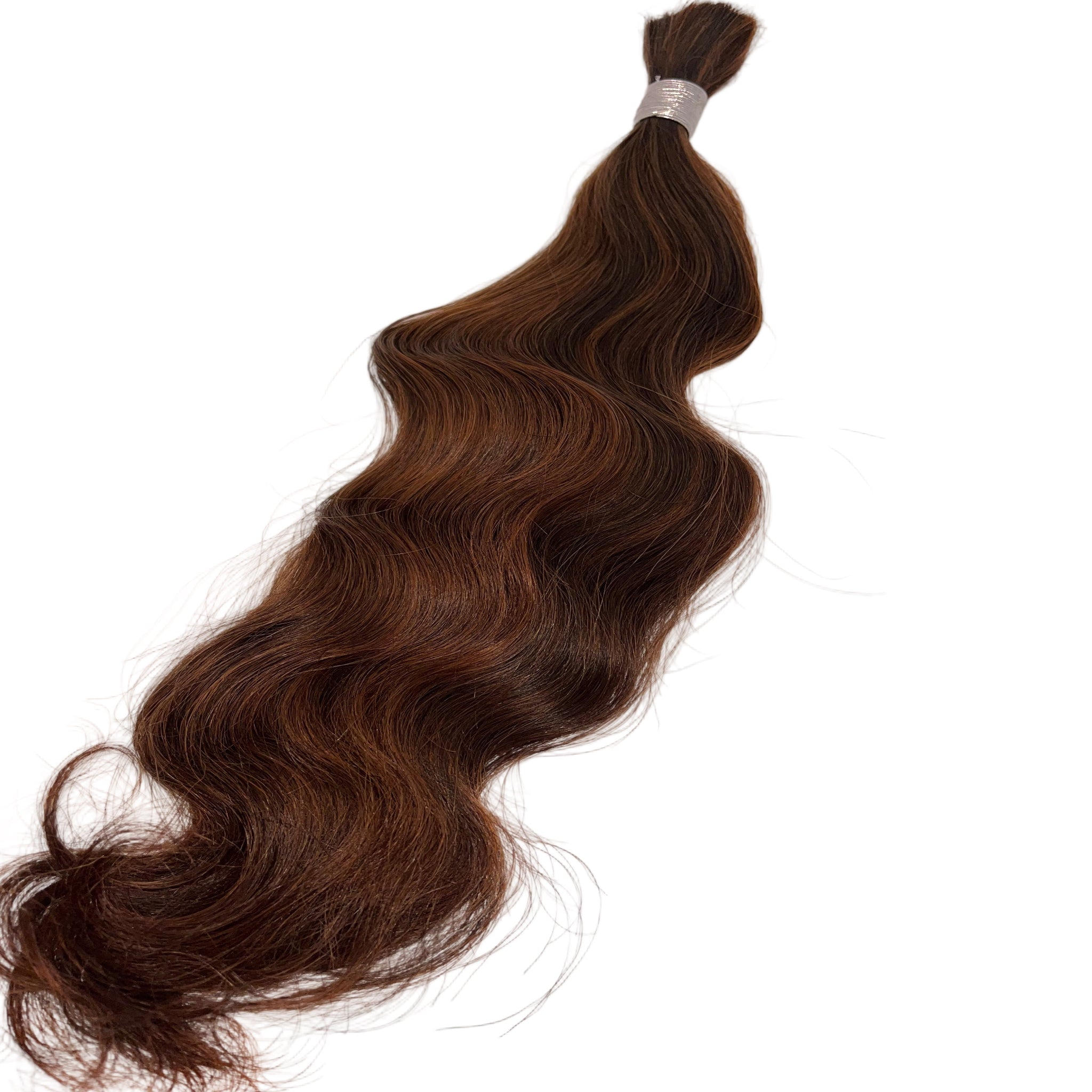 silky, natural, brown piano color bundle of hair on white background.Bamorcollections,the house of BAmor