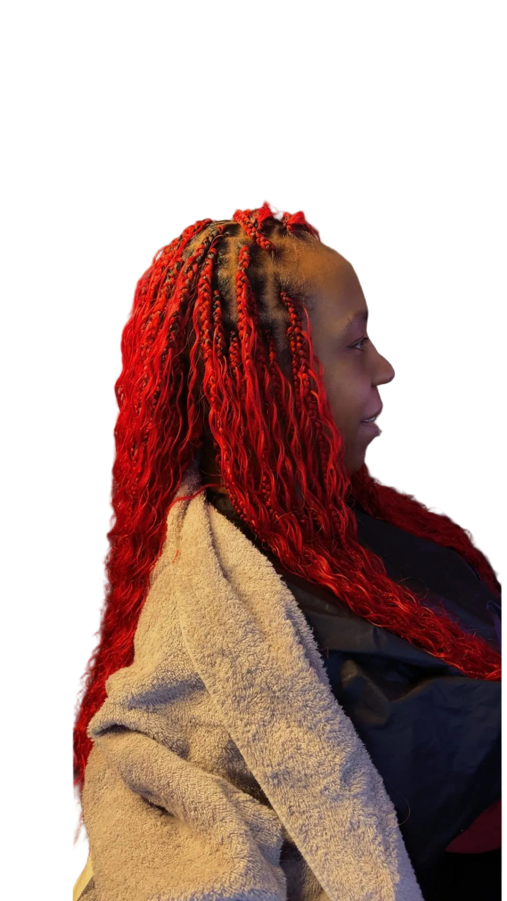 luxury red deep curly human hair on model