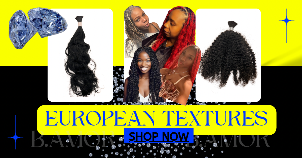 Premium European Braiding hair vendor. adavertisment for B.Amorcollections. Buy raw braiding hair extensions
