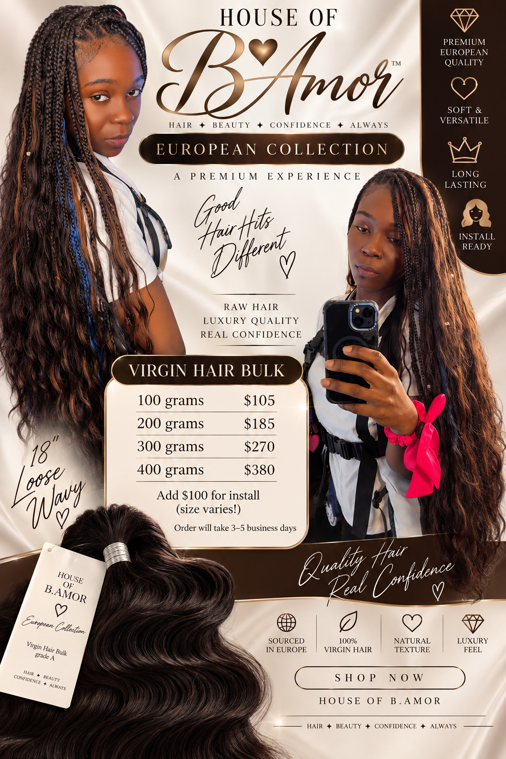 Loose wavy European